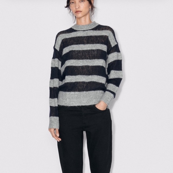ZARA STRIPED KNIT SWEATER🩵 - Picture 1 of 7